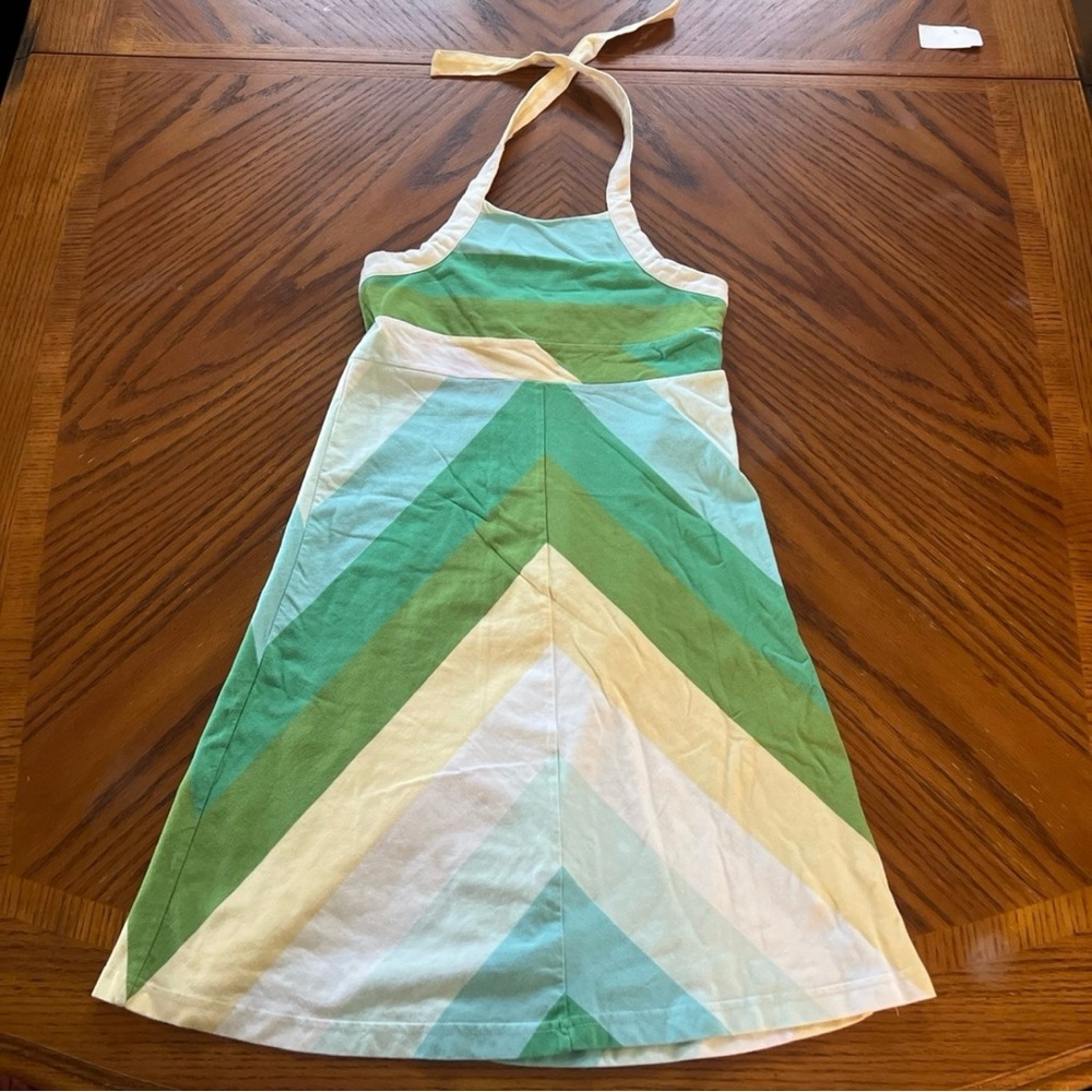 Green and Cream Halter Dress